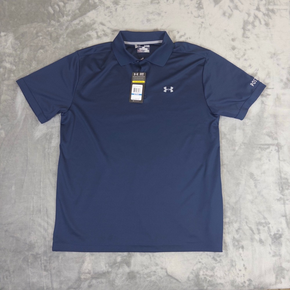 Under Armour Golf Polo Mens XL Navy Blue Loose Fit HeatGear Performance Shirt